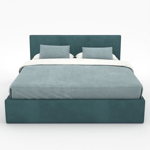 ŁÓŻKO TAPICEROWANE 140x200 ŁÓŻKO PODWÓJNE Z POJEMNIKIEM TURKUSOWE na Arena.pl