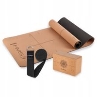 ZESTAW DO JOGI HMS CORK MATA TPE YM11 + KOSTKA KJ02 + PASEK SJ01 PILATES