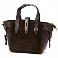 Torebka skórzana zamszowa zamsz LUKA ciemny brąz