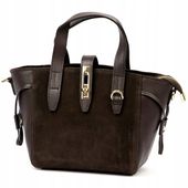 Torebka skórzana zamszowa zamsz LUKA ciemny brąz