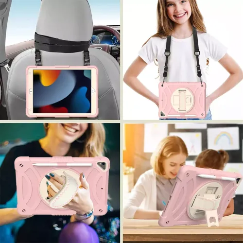 Etui do iPad 9/8/7 10.2" z Podstawką i Paskiem na Ramię Różowe na Arena.pl