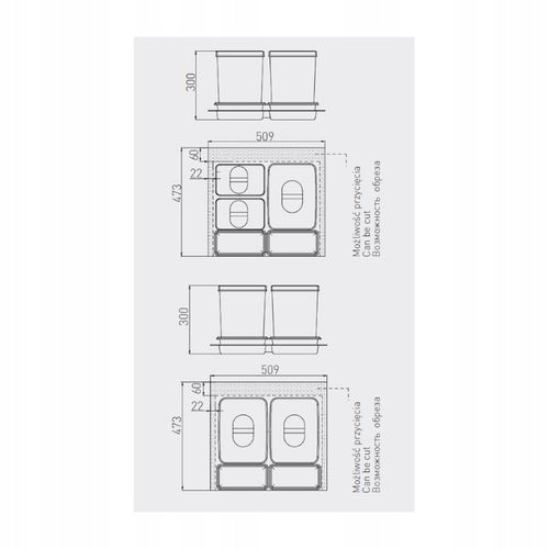 Kosz Segregator na śmieci MULTINO 60 2x15 L - 2 pojemniki na Arena.pl
