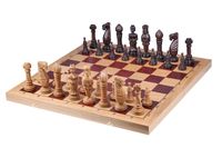 SZACHY DĘBOWE (intarsja)  Rzeźbione Drewniane