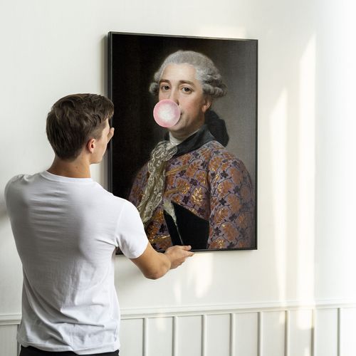 Plakat dżentelmen z balonem portret 21x30 cm w czarnej ramie na Arena.pl