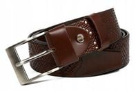 klasyczny pasek ze skóry naturalnej zdobiony tłoczeniem we wzór skóry w