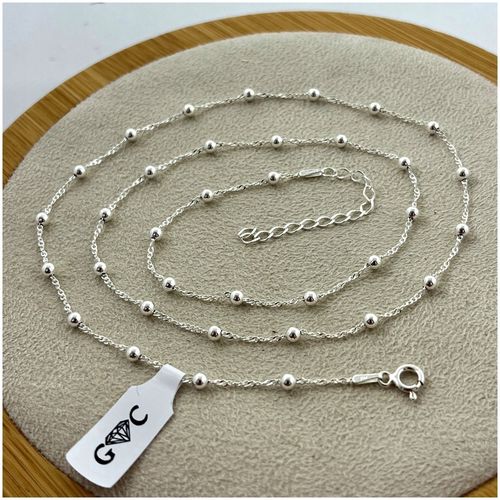 SREBRNY ŁAŃCUSZEK SINGAPUR Z KULECZKAMI REGULOWANY DLA DZIEWCZYNKI 30+5 cm na Arena.pl