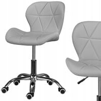 Fotel biurowy obrotowe krzesło biurowe z ekoskóry szare pikowane wygodne