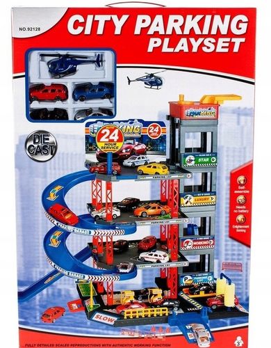 Garaż Parking Samochodowy 4-piętrowy Zjeżdżalnia dla Autek 4 Poziomy Myjnia na Arena.pl