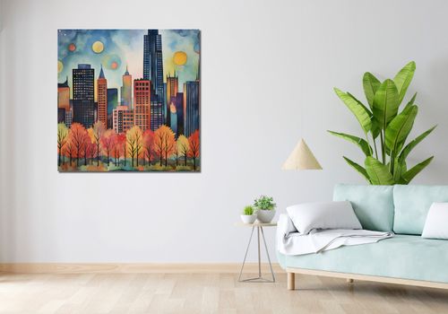 Obraz 100x100cm Panorama Malowniczego Miasta na Arena.pl