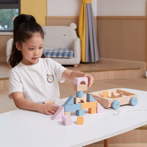 VIGA PolarB Drewniany Wózek do Ciągnięcia + Klocki 21 el. na Arena.pl