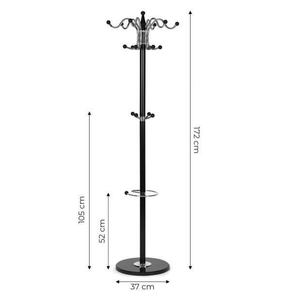 Wieszak na ubrania stojący 16 haczyków metal 172 cm ModernHome zdjęcie 9