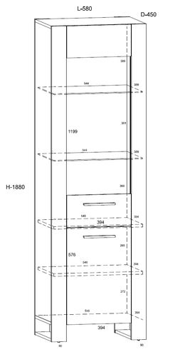 Witryna NUKA E 188 cm dąb artisan czarna stojąca na Arena.pl