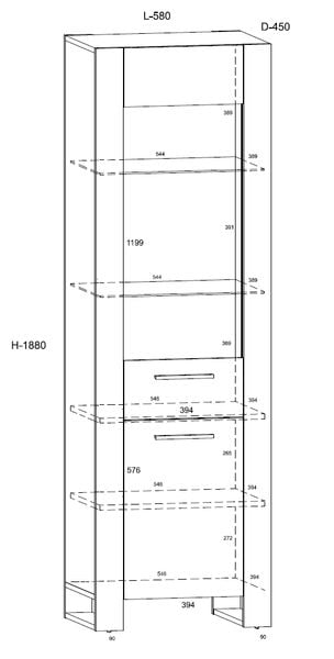 Witryna NUKA E 188 cm dąb artisan czarna stojąca zdjęcie 8