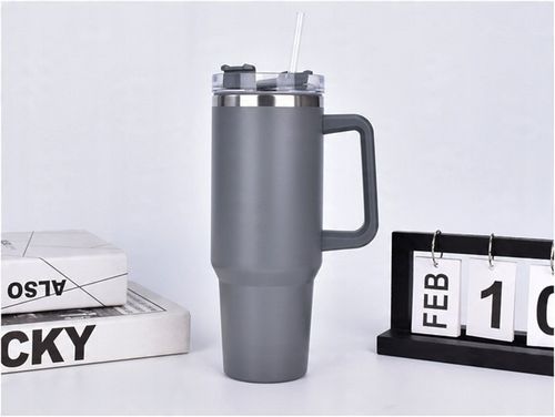 MagiCook KUBEK TERMICZNY SZARY 1200 ML ZE SŁOMKĄ STYLE USA Szarość na Arena.pl