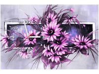 60CM 40CM ZEGAR OBRAZ SŁONECZNIKI FIOLECIE DRUK PŁÓTNO RAMA