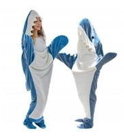 KOC ŚPIWÓR REKIN DLA DOROSŁYCH OTULACZ MIĘKKI Z KAPTUREM NIEBIESKI L