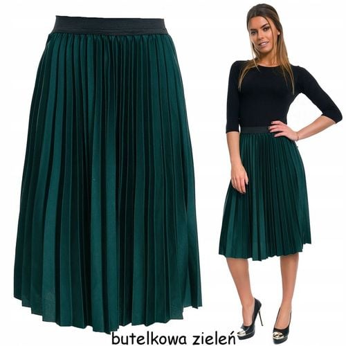 111__SPÓDNICA PLISOWANA MIDI NA GUMCE KOLORY na Arena.pl