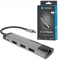 Stacja dokująca USB Natec Fowler GO Multiport USB-C PD, 2x USB 3.0