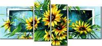 120CM 55 OBRAZ 4 ELEM SŁONECZNIKI TURKUSIE ŚCIENNY