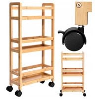 MOBILNY REGAŁ ŁAZIENKOWY NA KÓŁKACH KUCHENNY BAMBUSOWY PÓŁKA SZAFKA WĄSKI