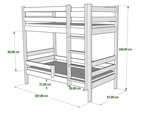 Łóżko piętrowe 2- osobowe P1 pod materac 80x180 na Arena.pl