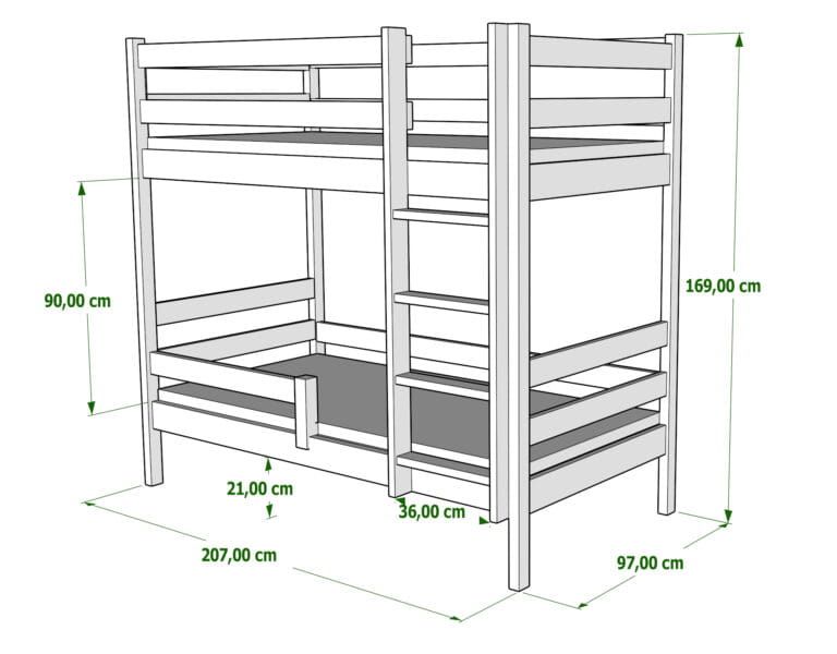 Łóżko piętrowe 2- osobowe P1 pod materac 80x180 zdjęcie 3