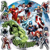 OPŁATEK NA TORT 30CM - AVENGERS MARVEL + IMIĘ + GRATIS! 24CM 26CM