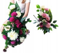 KOMPLET WIĄZANKA STROIK SZTUCZNE KWIATY KOMPOZYCJA NA GRÓB CMENTARZ - DUŻA