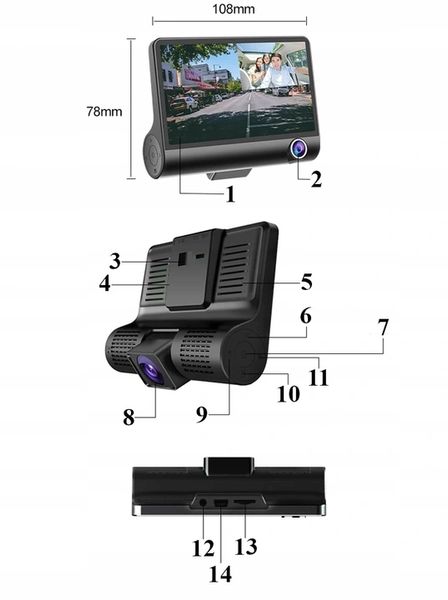 REJESTRATOR JAZDY 3 KAMERY+KAMERA COFANIA FULLHD zdjęcie 10