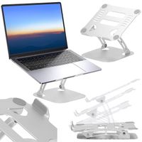 Stojak pod laptopa, chłodząca podstawka składana srebrna