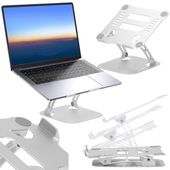 Stojak pod laptopa, chłodząca podstawka składana srebrna