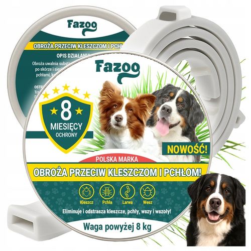 OBROŻA NA KLESZCZE i Pchły dla Dużego Psa Antykleszczowa 8 Miesięcy Fazoo na Arena.pl