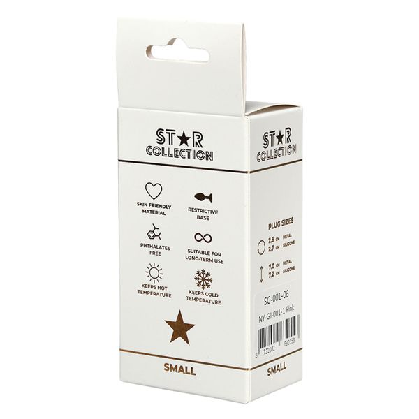 Star Collection - Pink Silicone Anal Plug S - Clear Stone zdjęcie 2