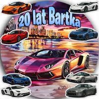 OPŁATEK NA TORT 20CM - SUPER SAMOCHÓD DEKORACJA URODZINOWA + IMIĘ 15CM 18CM