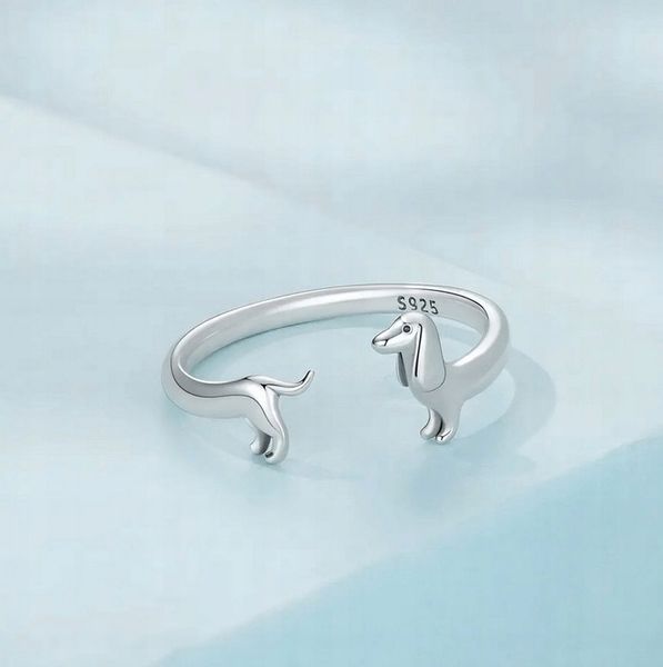 Pierścionek srebrny PIES regulowany s925 +pudełko zdjęcie 3