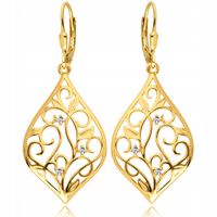 Złote Kolczyki SREBRO 925 Wiszące Ażurowe dla Kobiety NA PREZENT