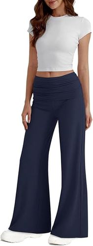 Spodnie damskie szerokie nogawki eleganckie legginsy granatowe wysoki S na Arena.pl