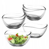 Komplet 6 salaterek misek miseczek szklanych Altom Design falowane 14 cm