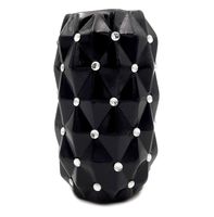 Czarny wazon pikowany z kryształkami glamour DUŻY na kwiaty