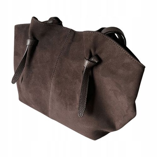 Czekoladowa torebka zamszowa shopper brąz SKÓRA ZAMSZ NATURALNY Vera Pelle na Arena.pl