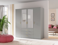 Szafa 4- Drzwiowa z Szufladami i Lustrem 4D3SZ 200cm Szara LISA MX-3 Kolory