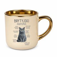 Brytyjski - anatomia - elegancki kubek na prezent Beżowy KOT RASA URODZINY