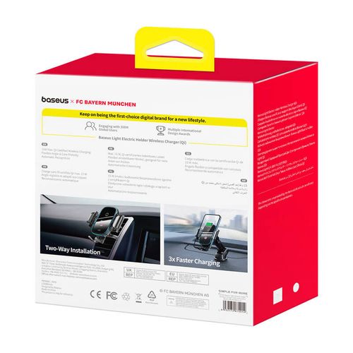 Uchwyt samochodowy Baseus z ładowarką 15W (czarny) Edycja Bayern na Arena.pl