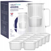 Dzbanek filtrujący szklany AquaFloow MaxiGlass 3l biały + 11x filtr Maxi