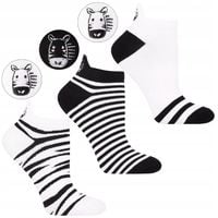 Skarpetki Stopki Damskie w Zebrę z Haftem Bawełniane 3-pary MORAJ 38-41