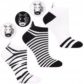 Skarpetki Stopki Damskie w Zebrę z Haftem Bawełniane 3-pary MORAJ 38-41