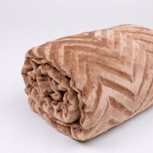 CIEPŁY KOC OZDOBNY NARZUTA NA ŁÓŻKO PREZENT PLED 200X220 CM BRĄZOWY WZÓR na Arena.pl