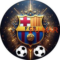 Opłatek na tort Urodziny FC Barcelona Piłka Nożna Bramka Logo Tekst Gratis