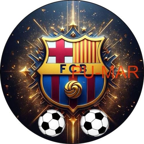 Opłatek na tort Urodziny FC Barcelona Piłka Nożna Bramka Logo Tekst Gratis na Arena.pl