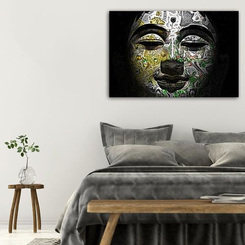 Obraz na płótnie - Canvas, Twarz Buddy we wzory 60x40 na Arena.pl